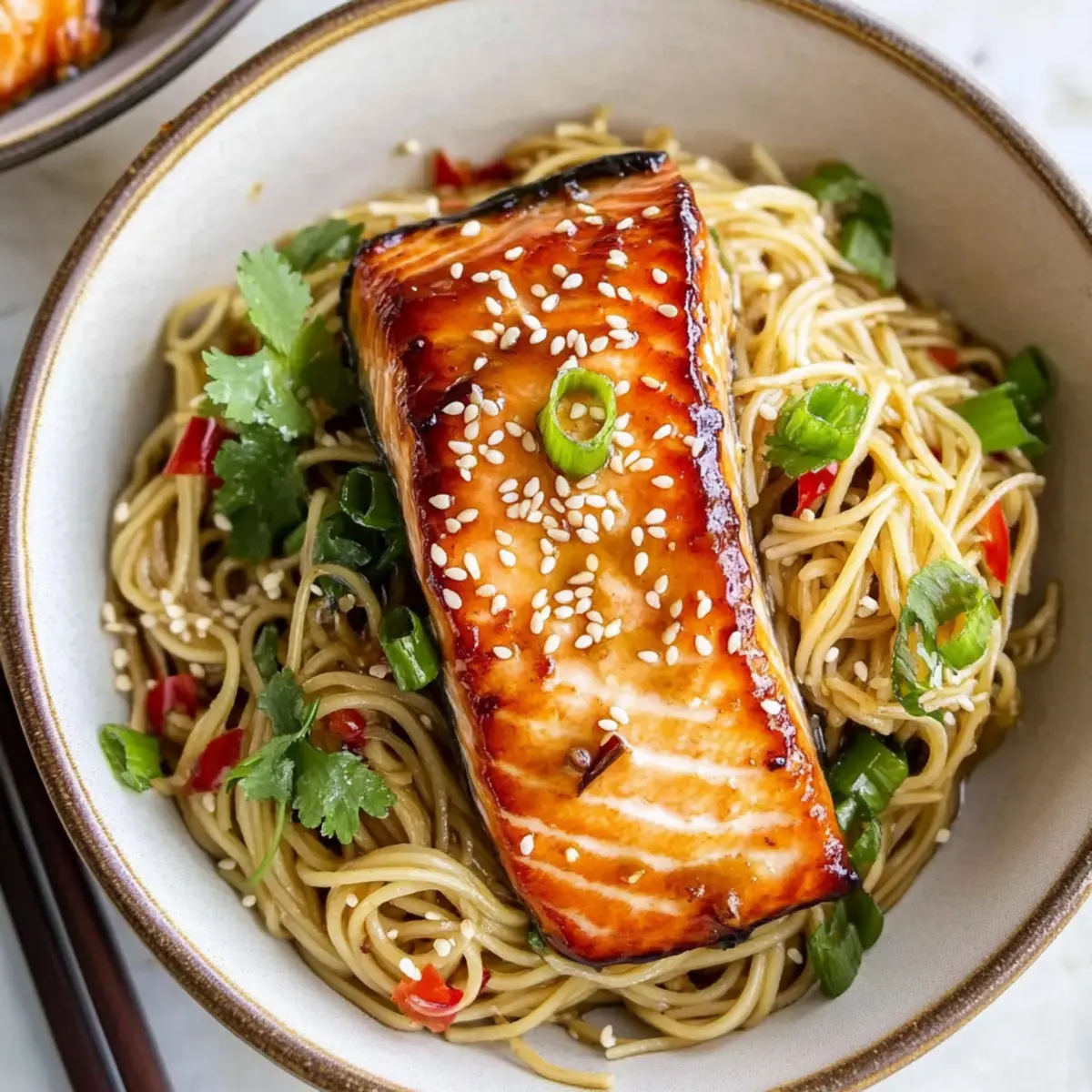 Miso Salmon with Garlic Noodles