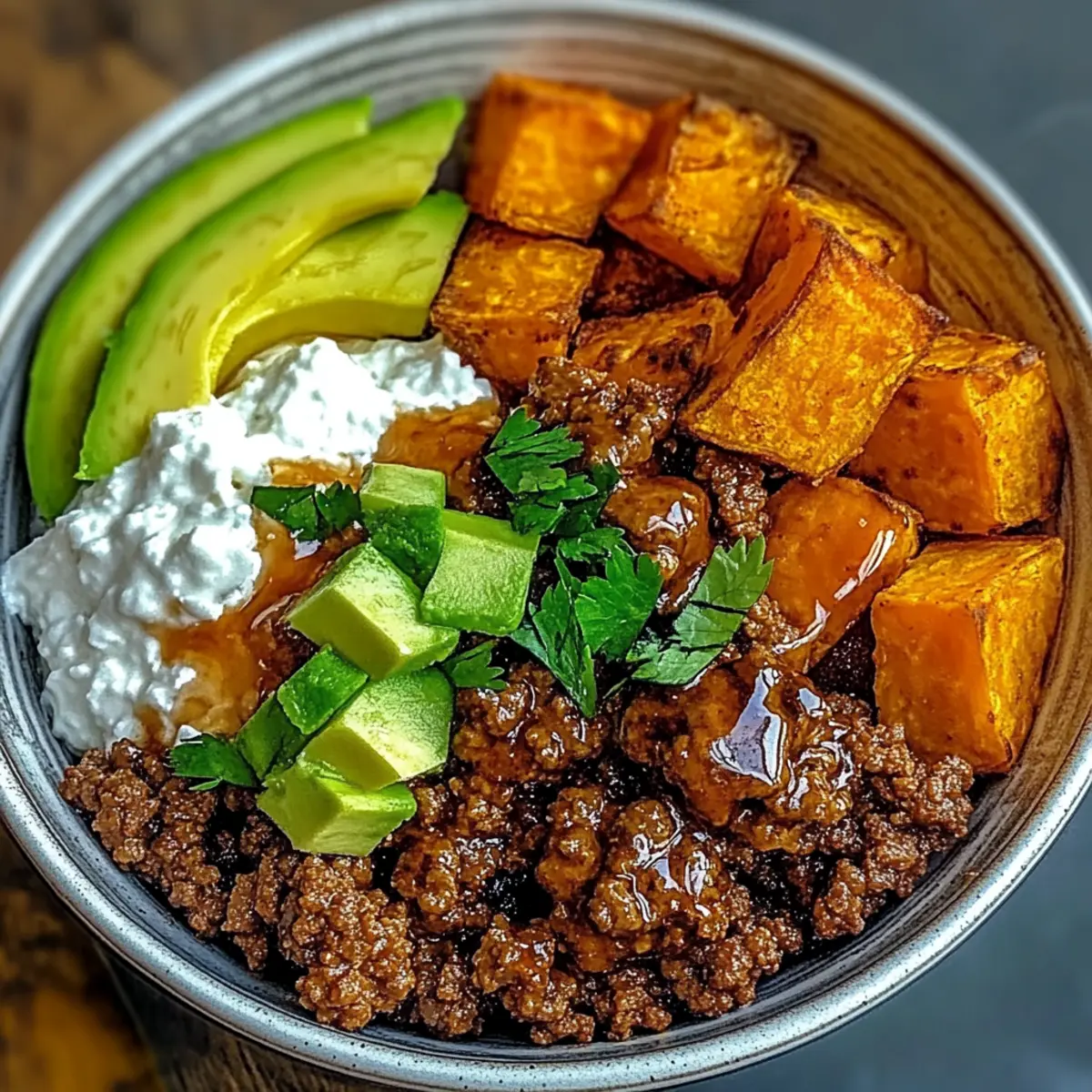 Ground Beef Hot Honey Bowl