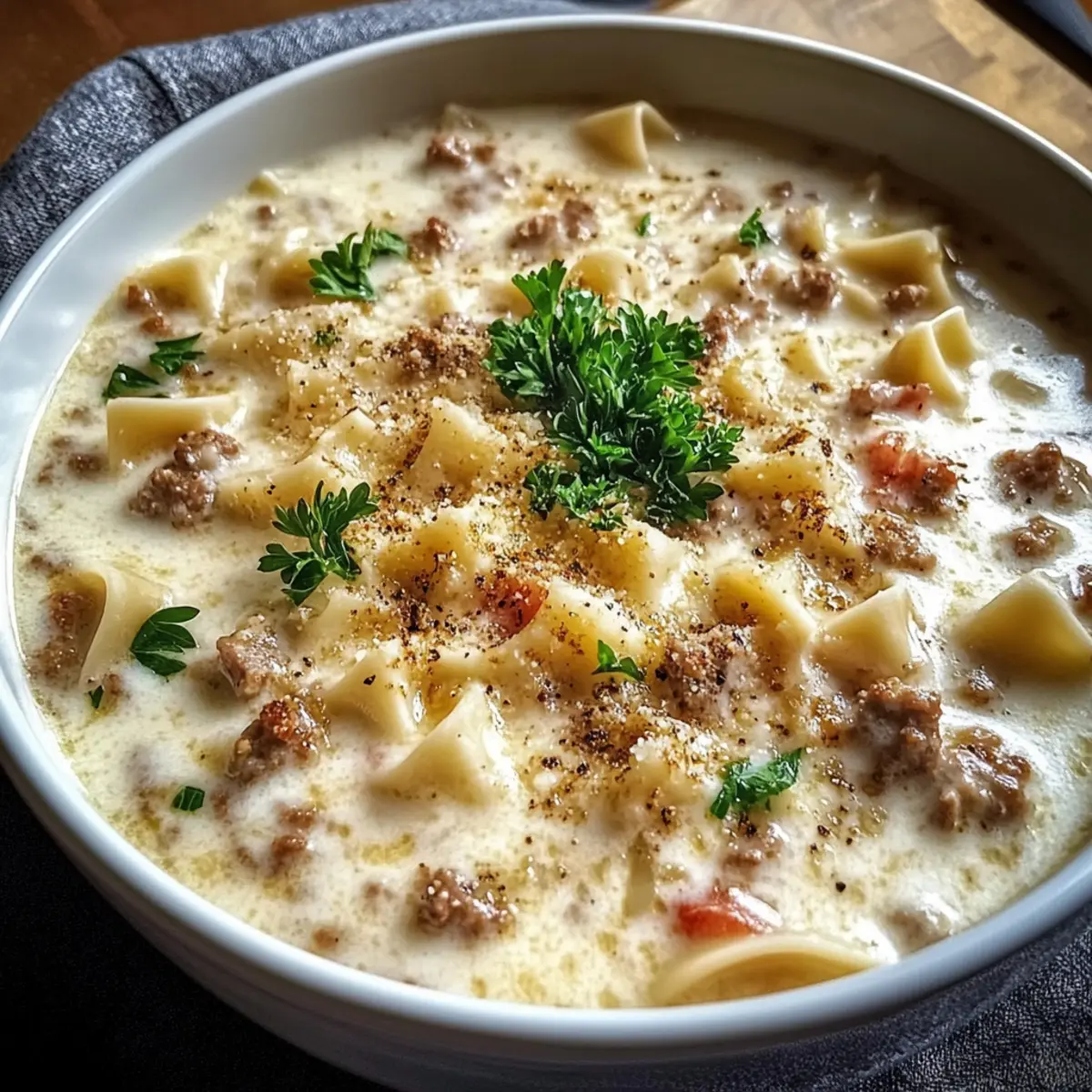 Creamy Alfredo Lasagna Soup