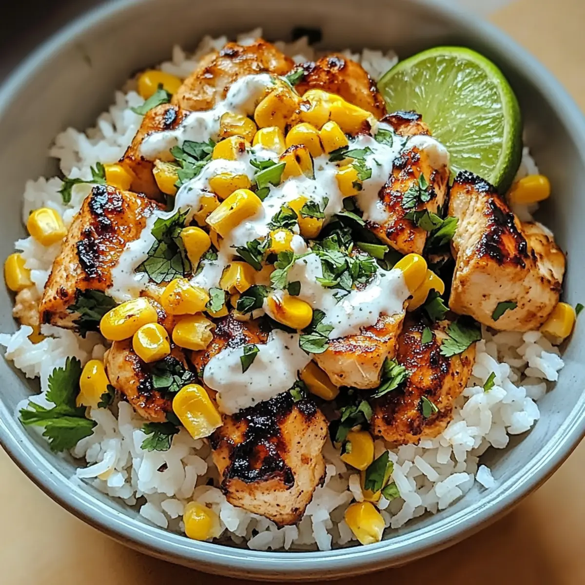 Street Corn Chicken Rice Bowl