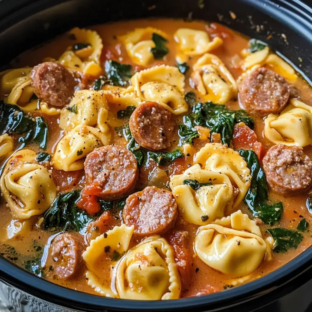 Crockpot Cheese Tortellini and Sausage