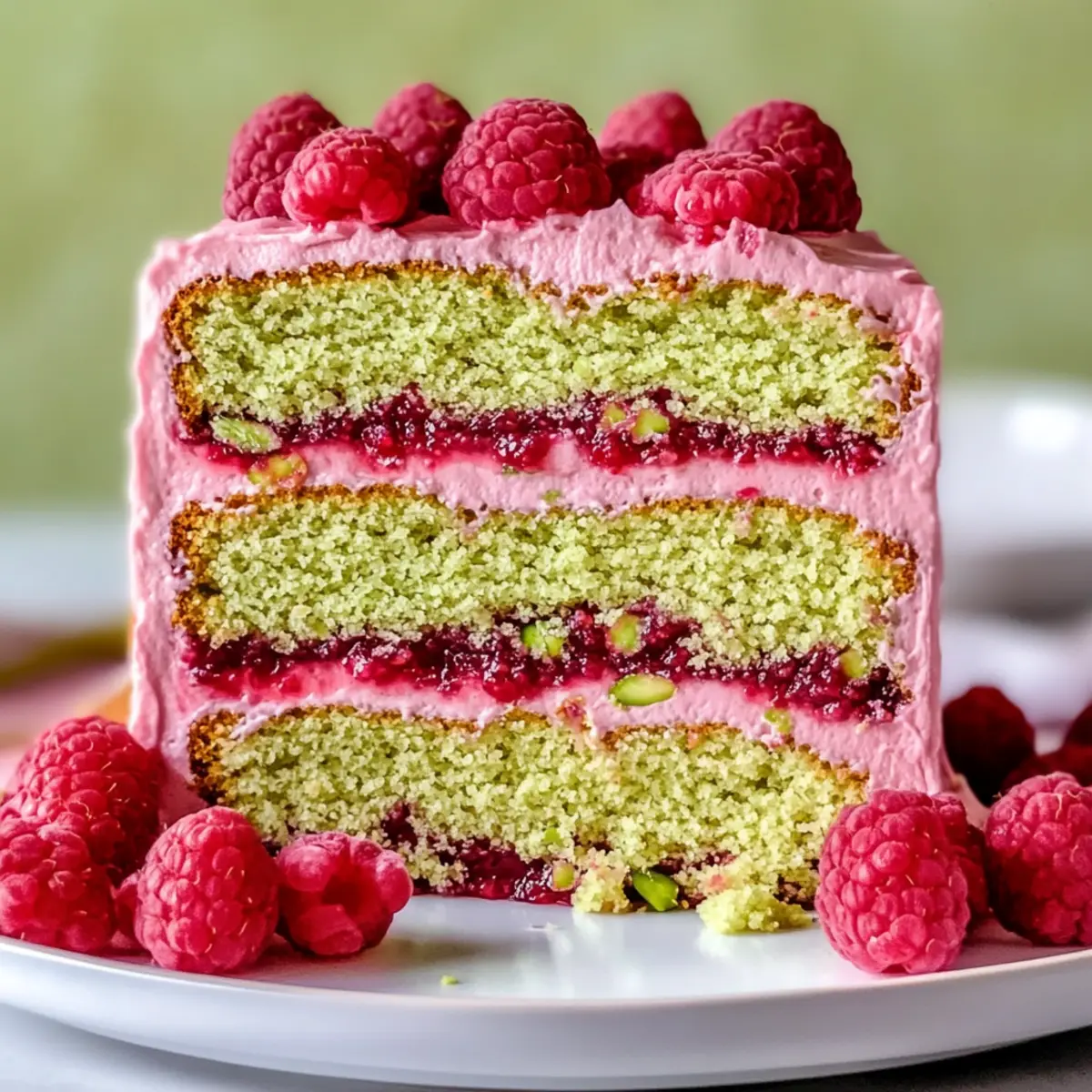 Raspberry Pistachio Cake