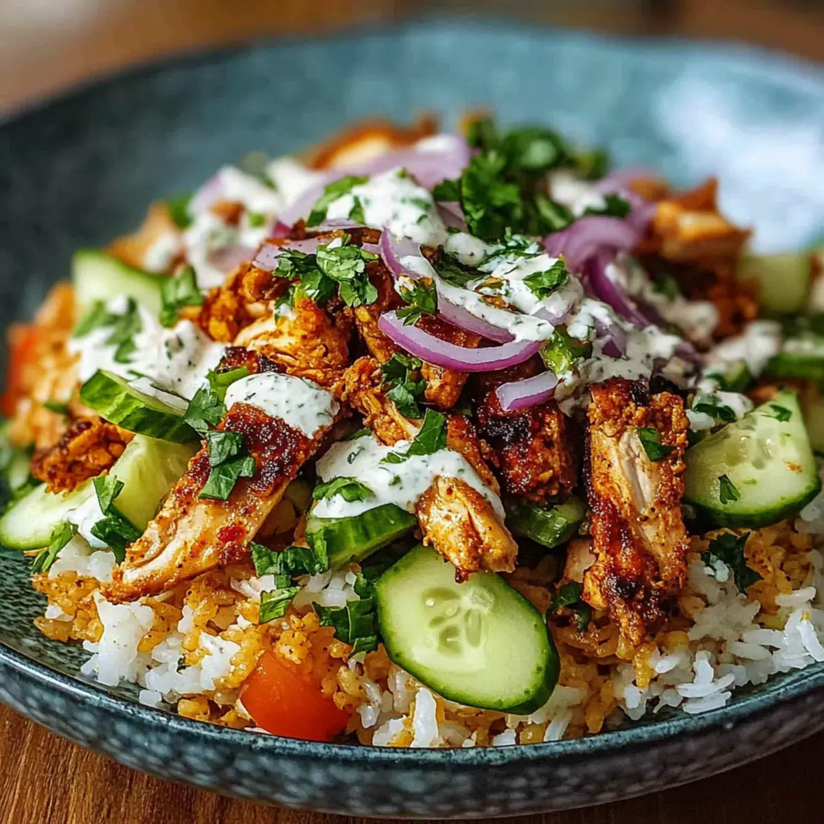 Chicken Shawarma Crispy Rice Salad