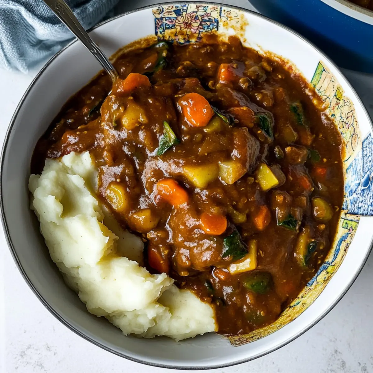 Japanese Curry Over Mashed Potatoes