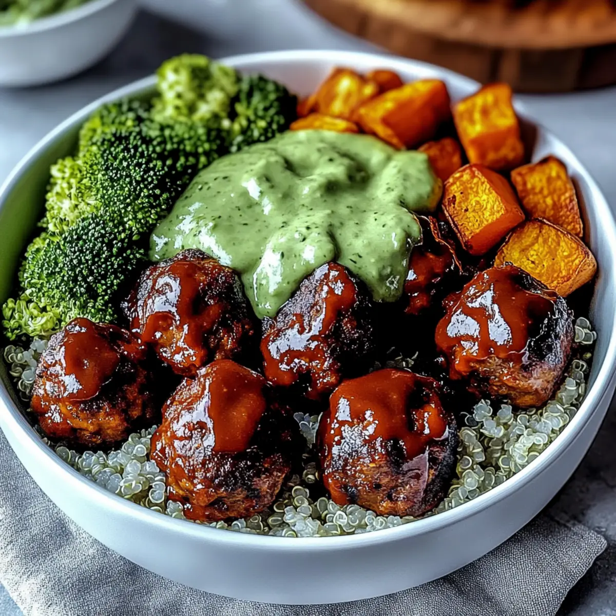 Barbecue Meatball Bowls