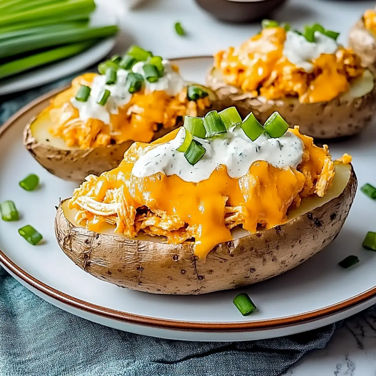 Buffalo Chicken Stuffed Potatoes