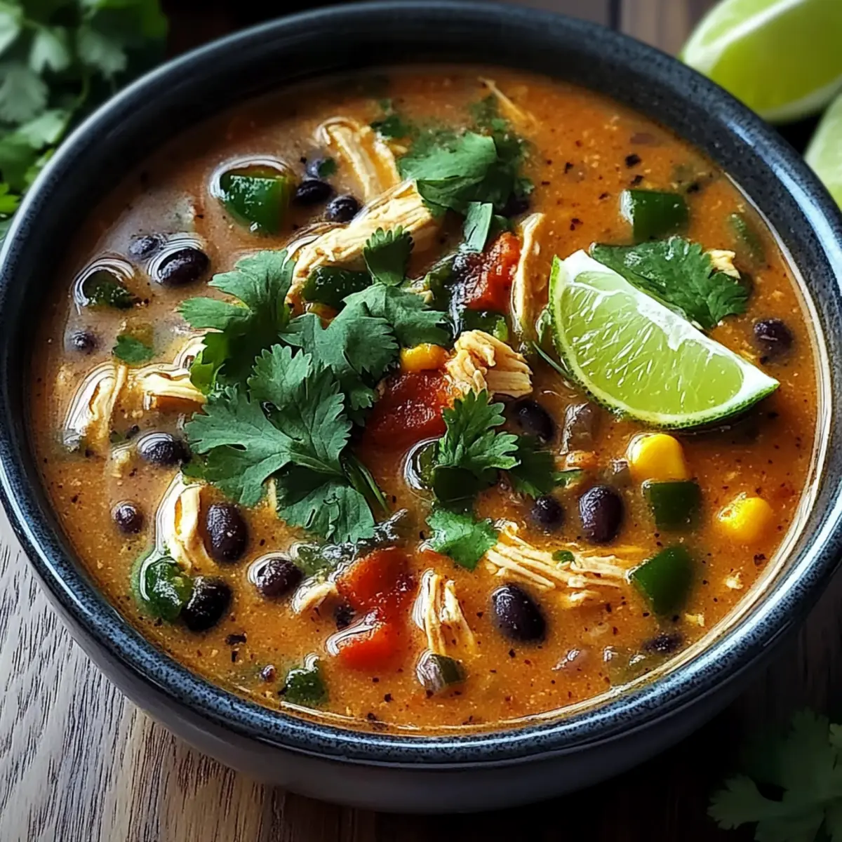 Chicken Poblano and Black Bean Soup