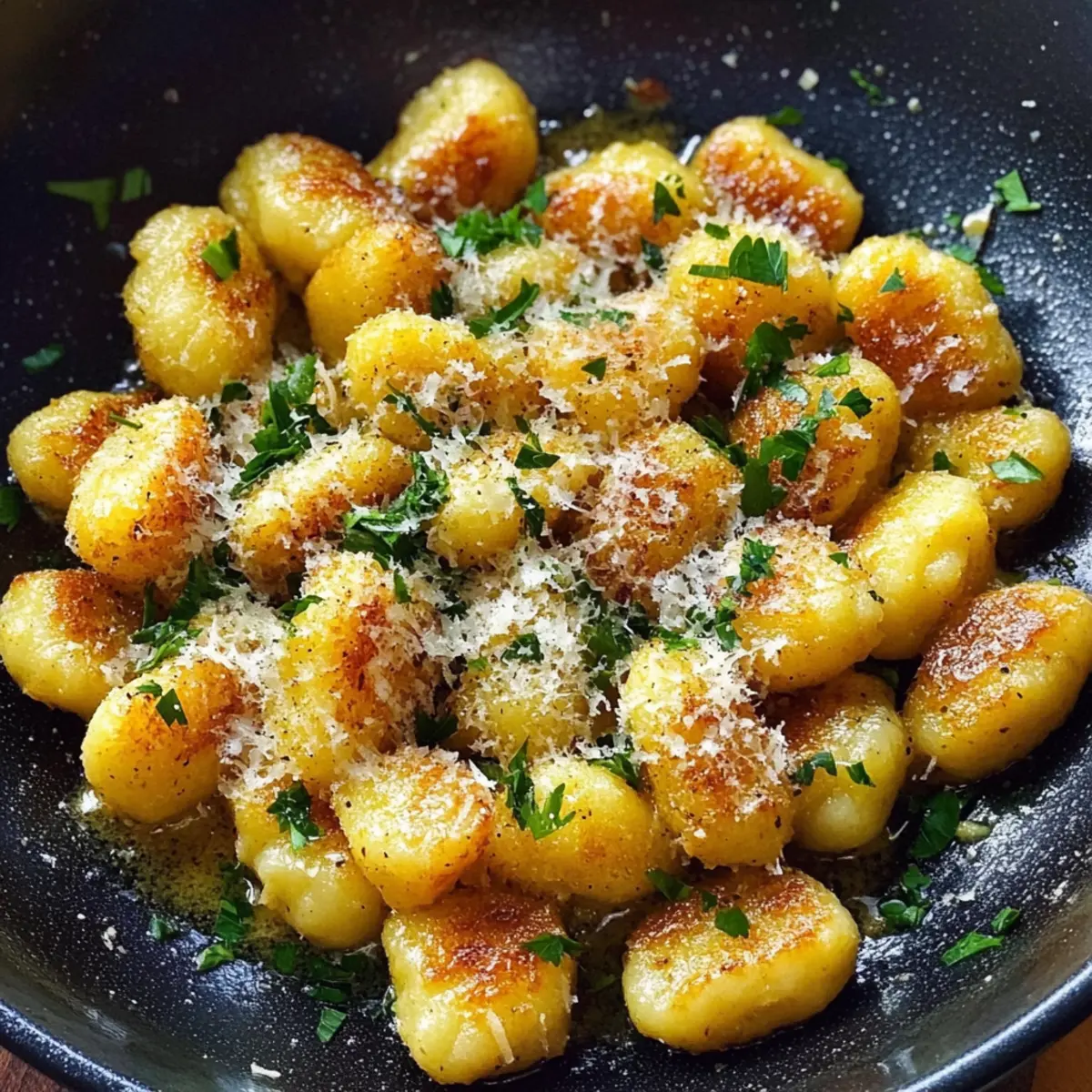 Garlic Butter Parmesan Fried Gnocchi