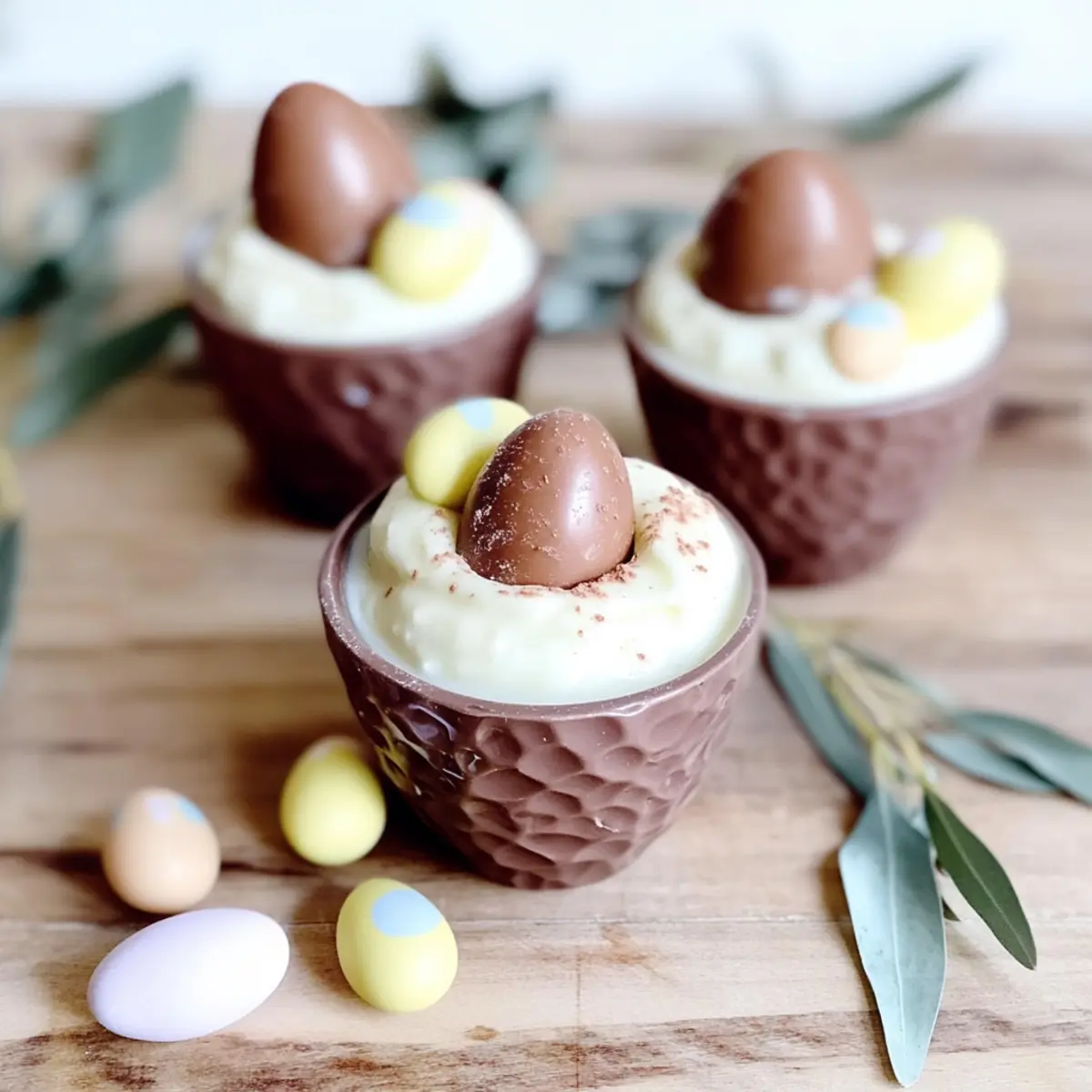 white chocolate Easter egg pudding cups