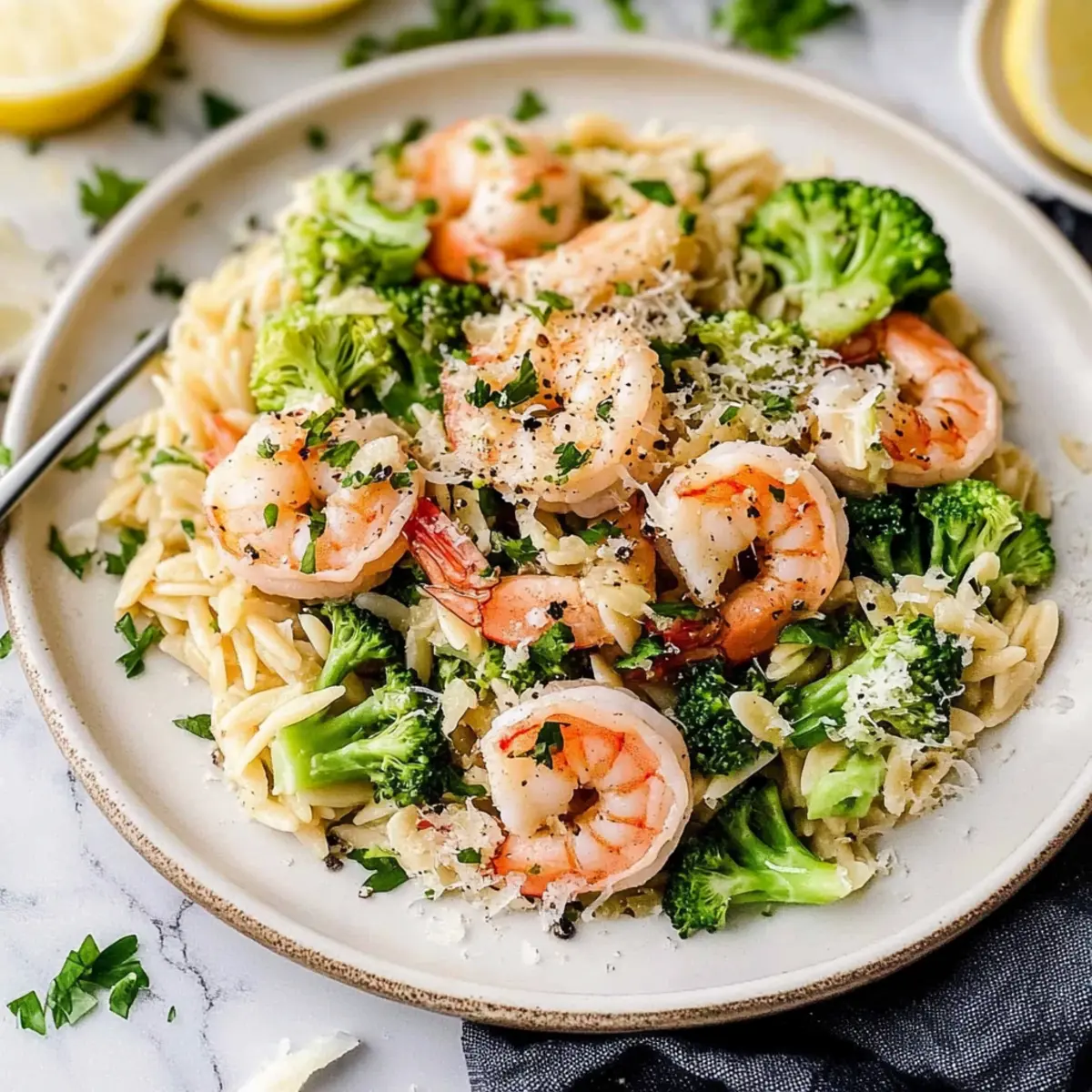 Shrimp Scampi with Broccoli Orzo