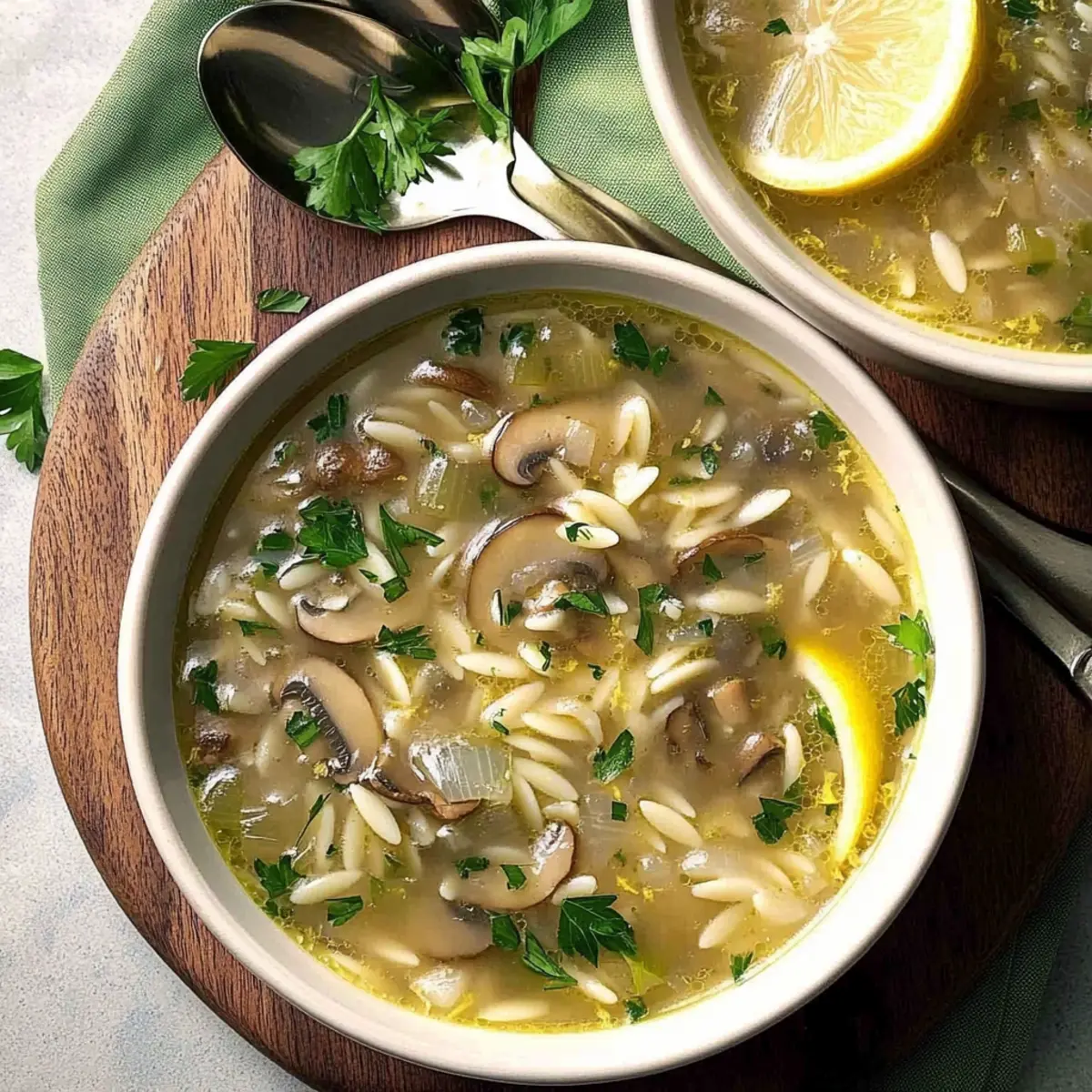 Lemony Mushroom-Orzo Soup
