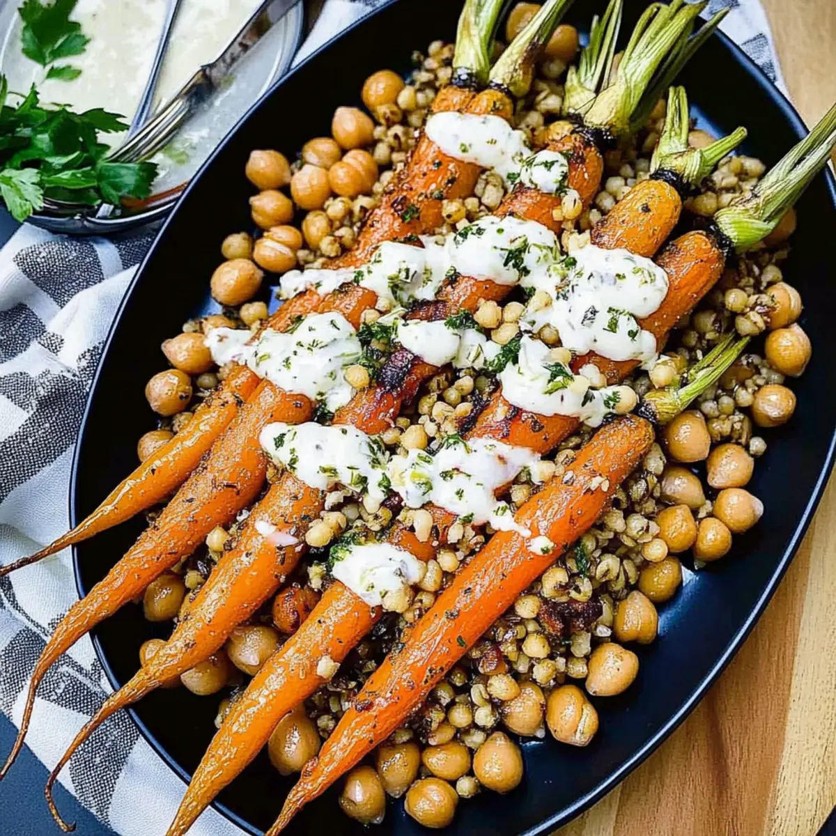 Roasted Carrots with Farro, Chickpeas