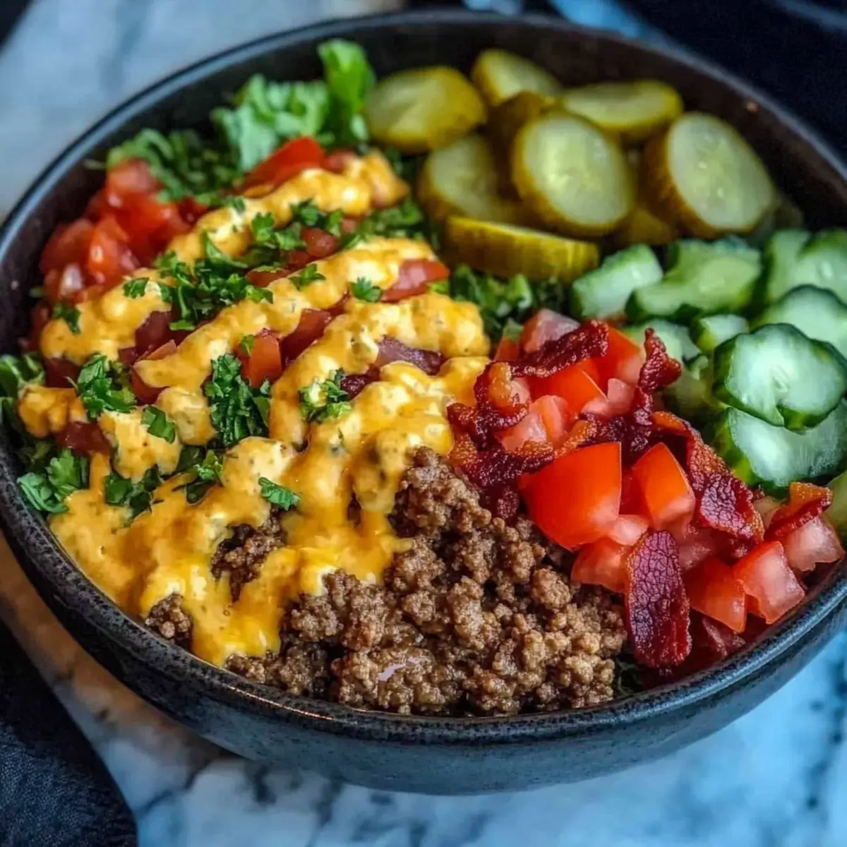 High Protein Cheeseburger Bowls