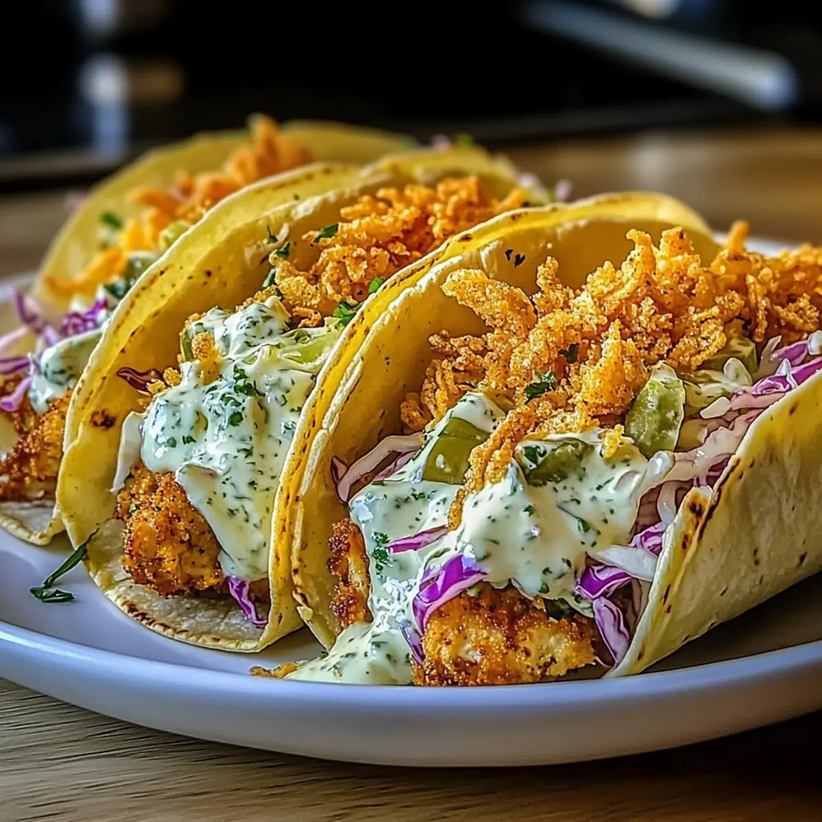 Dill Pickle Ranch Smash Chicken Tacos