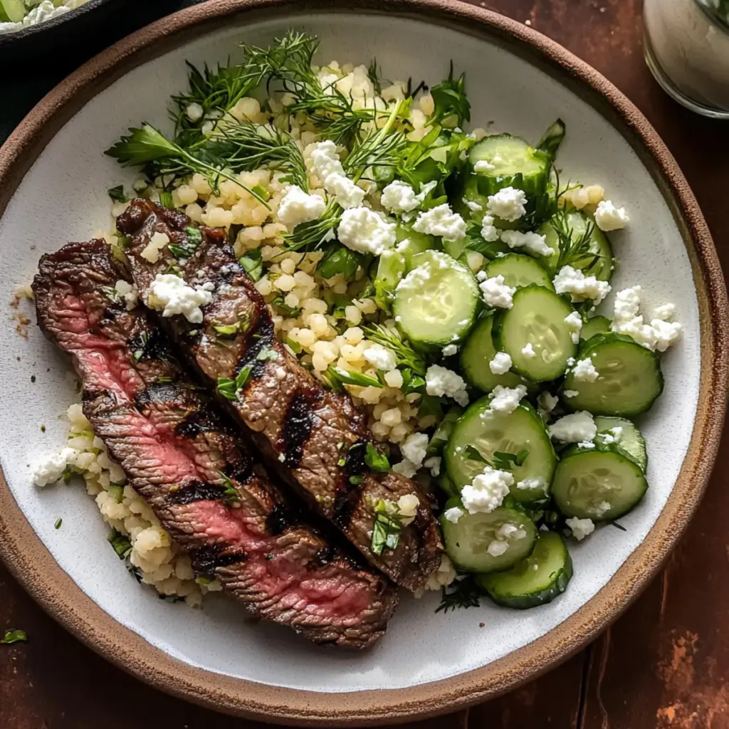 Steak with Lemon Herb Couscous Salad