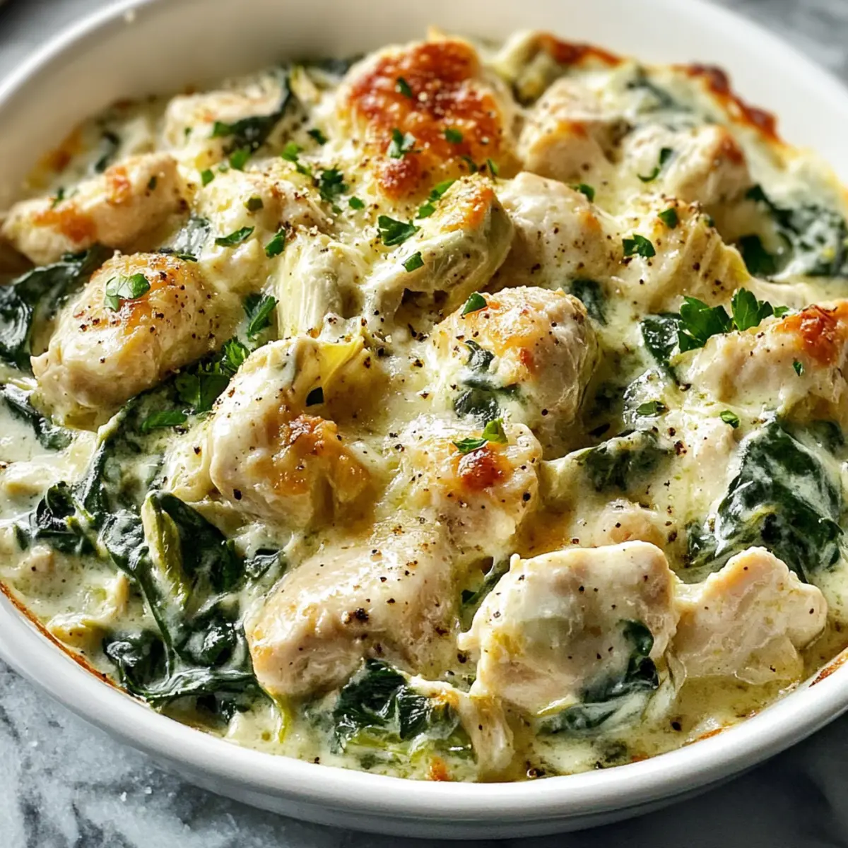 Spinach Artichoke Chicken Casserole