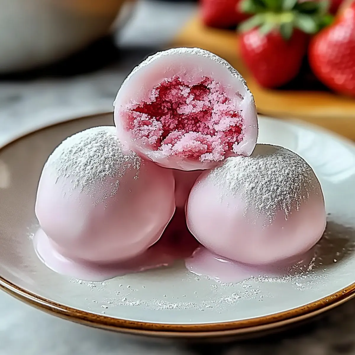 Vegan Strawberry Mochi Ice Cream