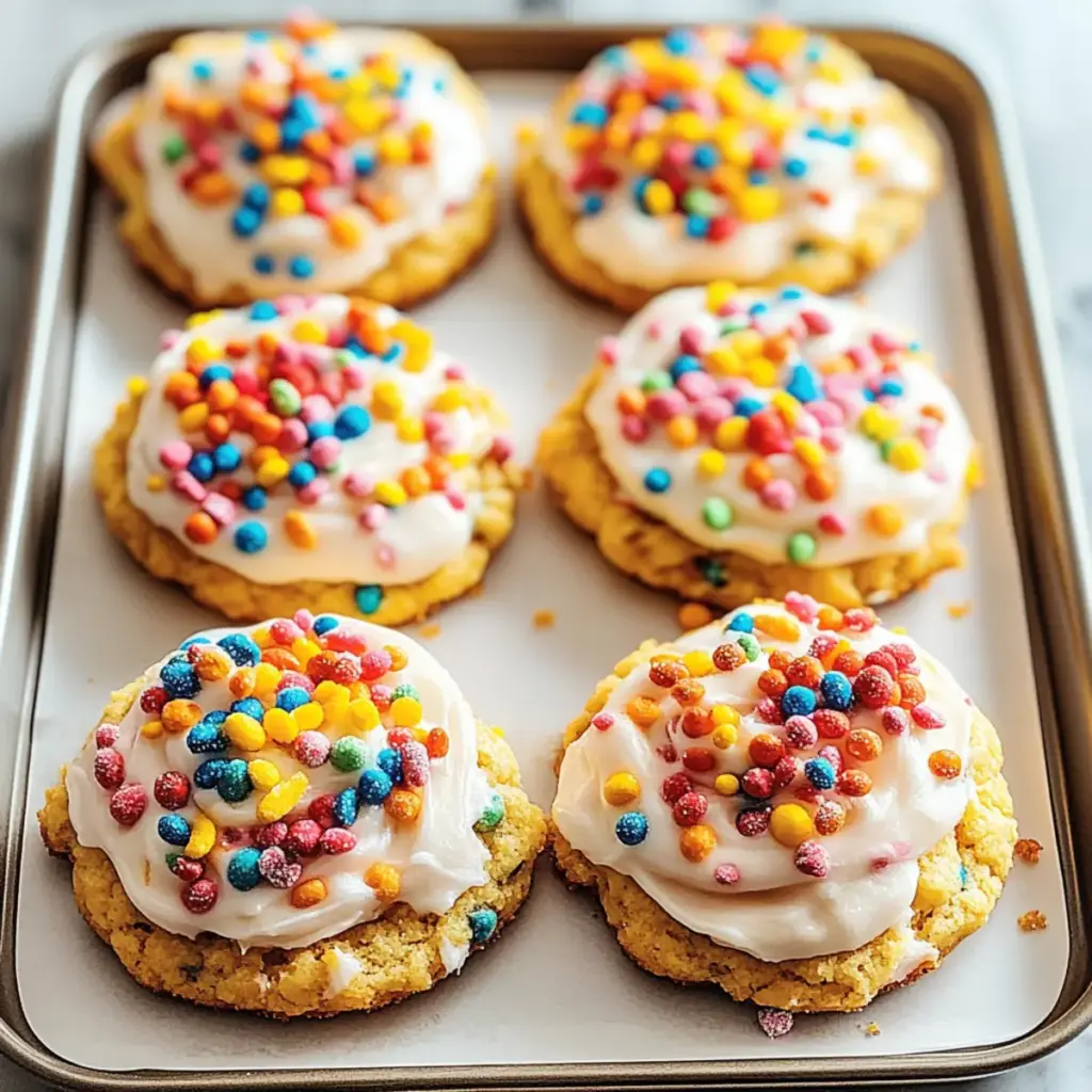 Frosted Fruity Pebbles Cookies