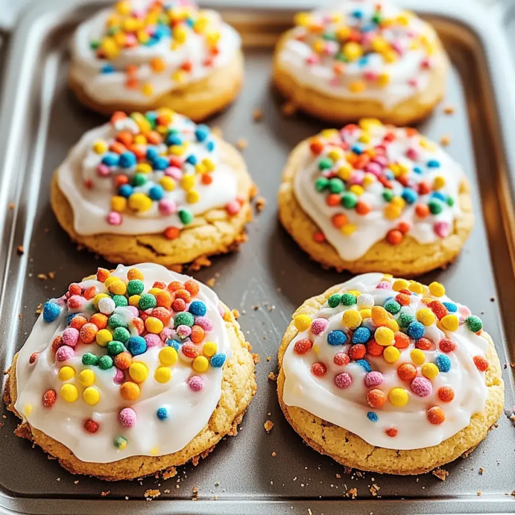 Frosted Fruity Pebbles Cookies