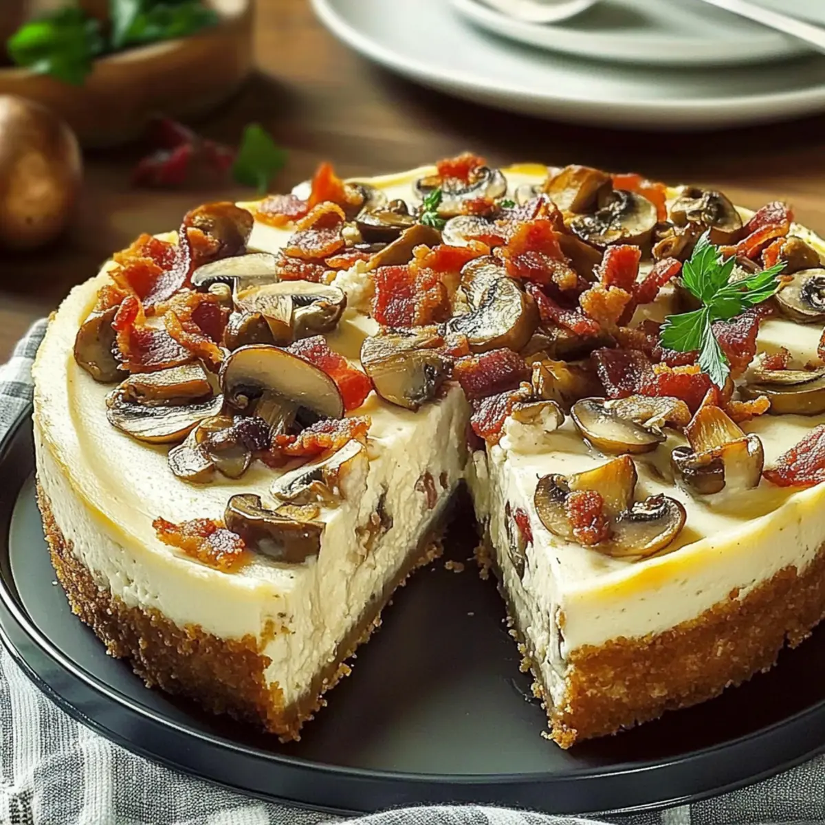Mushroom and Bacon Cheesecake