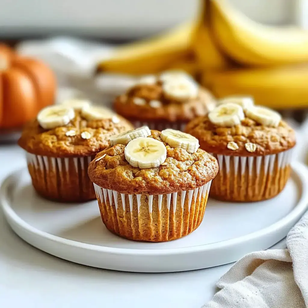 Pumpkin Banana Oat Muffins