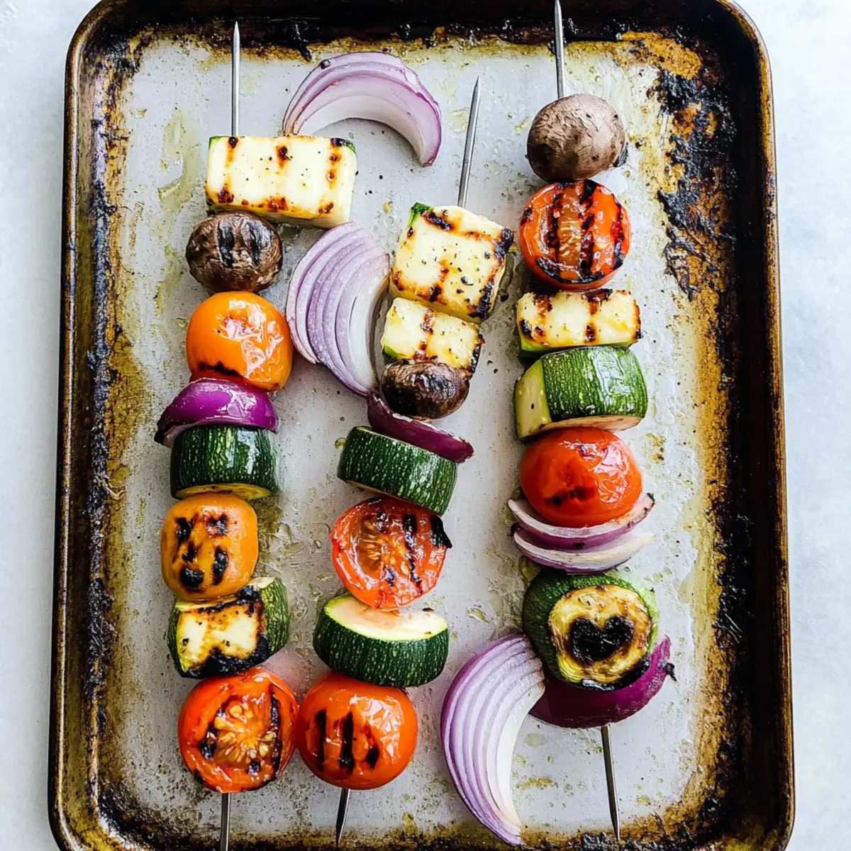 Grilled Halloumi & Veggie Skewers