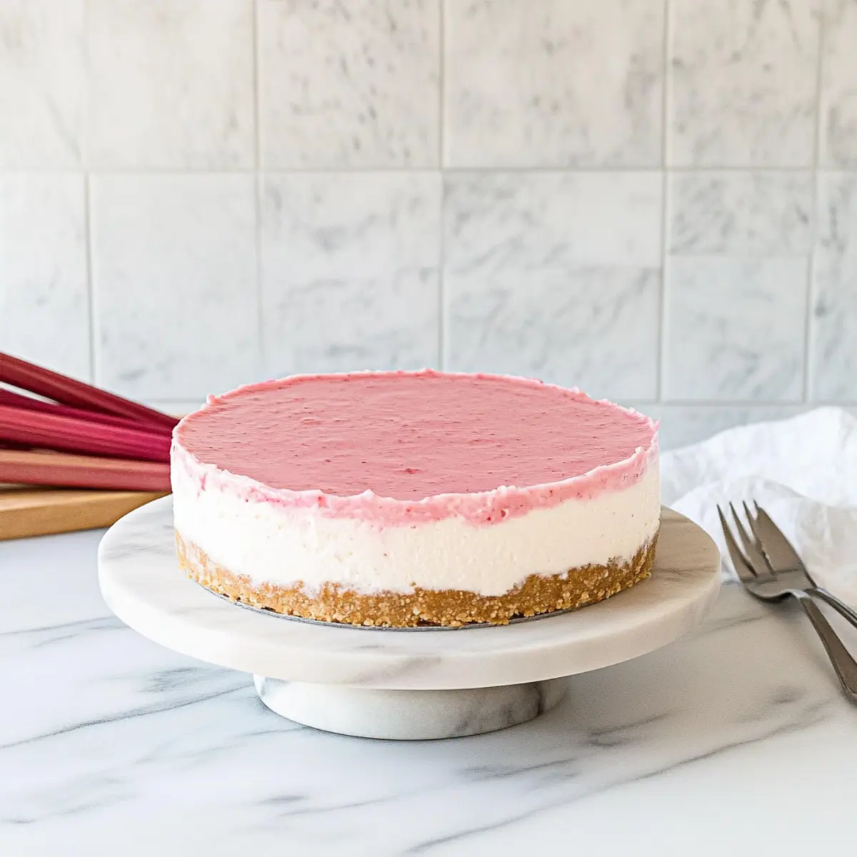 No Bake Rhubarb Cheesecake