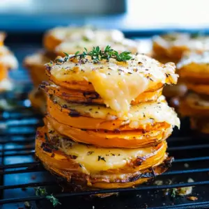Cheesy Gruyere Sweet Potato Stacks
