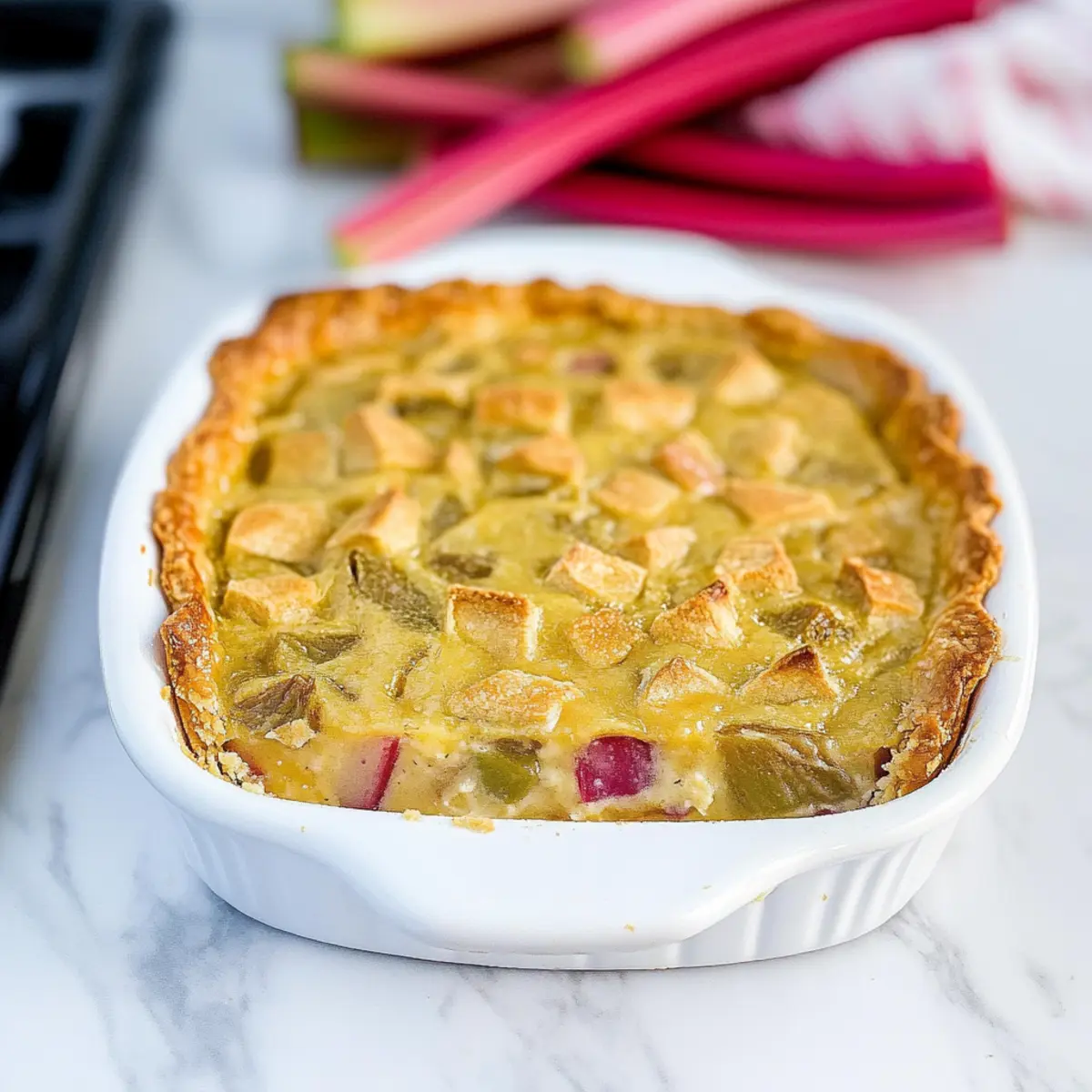 Crustless Rhubarb Custard Pie