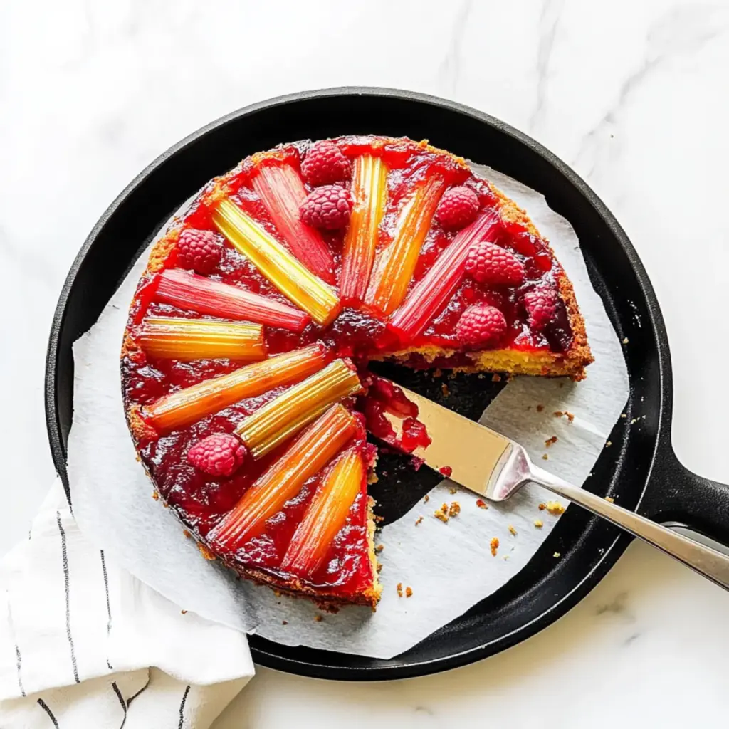 Rhubarb Raspberry Upside-Down Cake