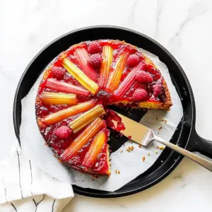 Rhubarb Raspberry Upside-Down Cake