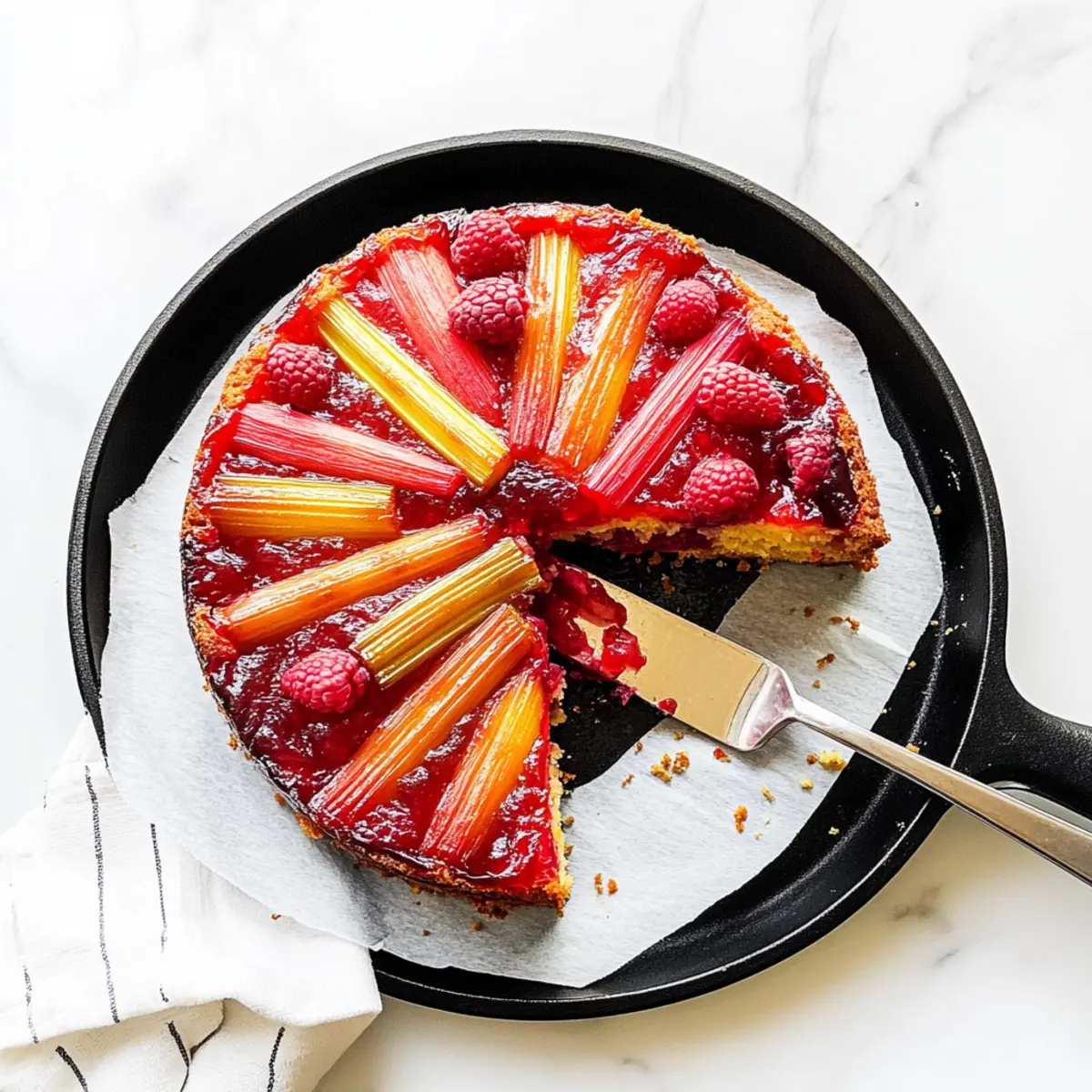Rhubarb Raspberry Upside-Down Cake