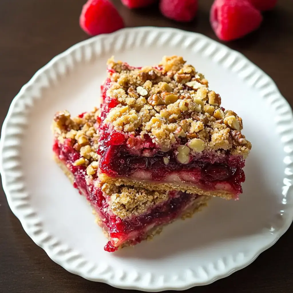 Raspberry-Rhubarb Crumble Bars