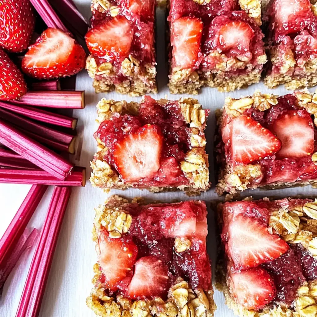 Strawberry rhubarb oatmeal bars