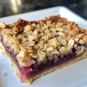 Easy Rhubarb Crumble slice