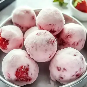 Delicious Frozen Strawberry Yogurt Bites