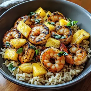 Jerk Shrimp & Pineapple Basil Rice
