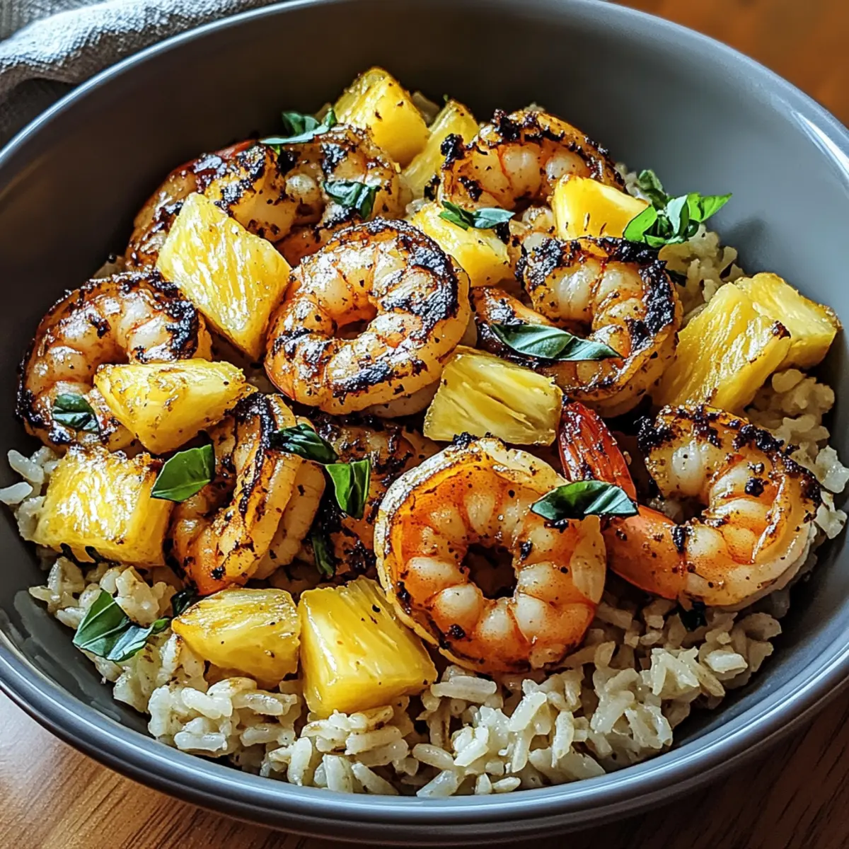 Jerk Shrimp & Pineapple Basil Rice