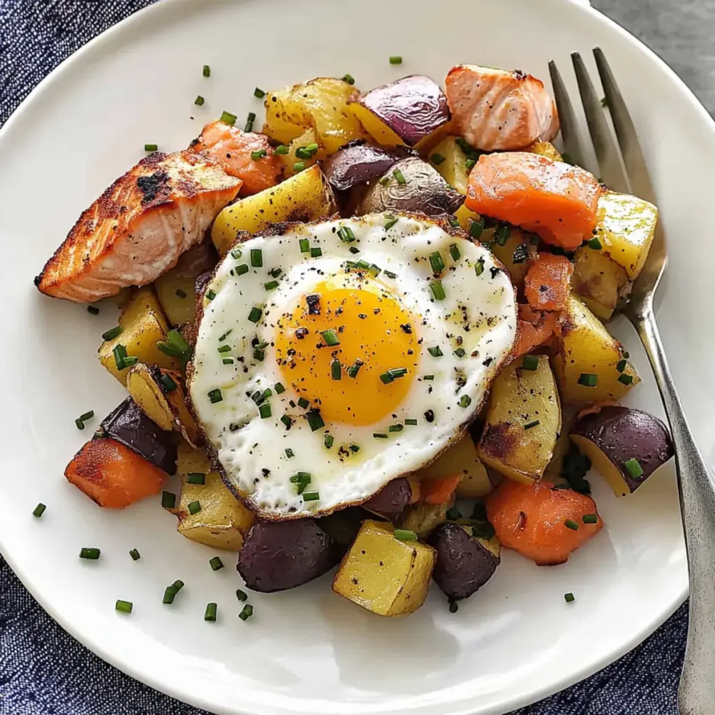 Salmon Hash with Sunny-Side Up Eggs