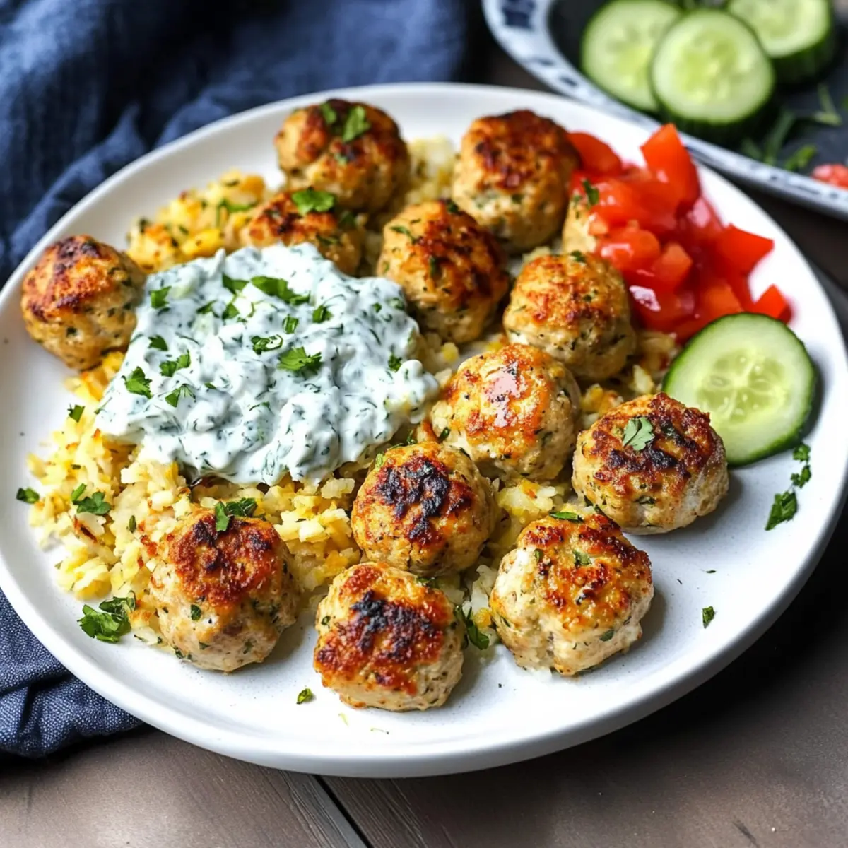 Chicken Greek Meatballs with Tzatziki Sauce
