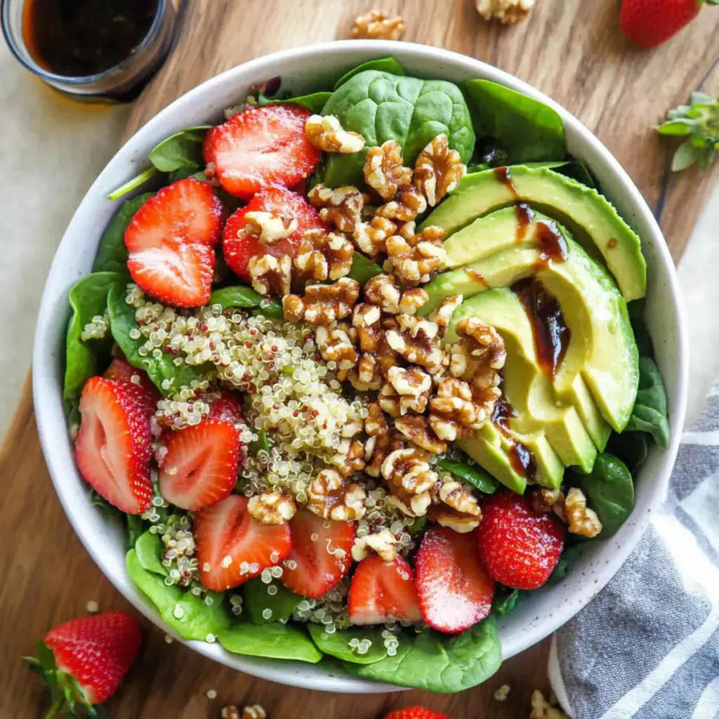 Avocado Strawberry Spinach Salad