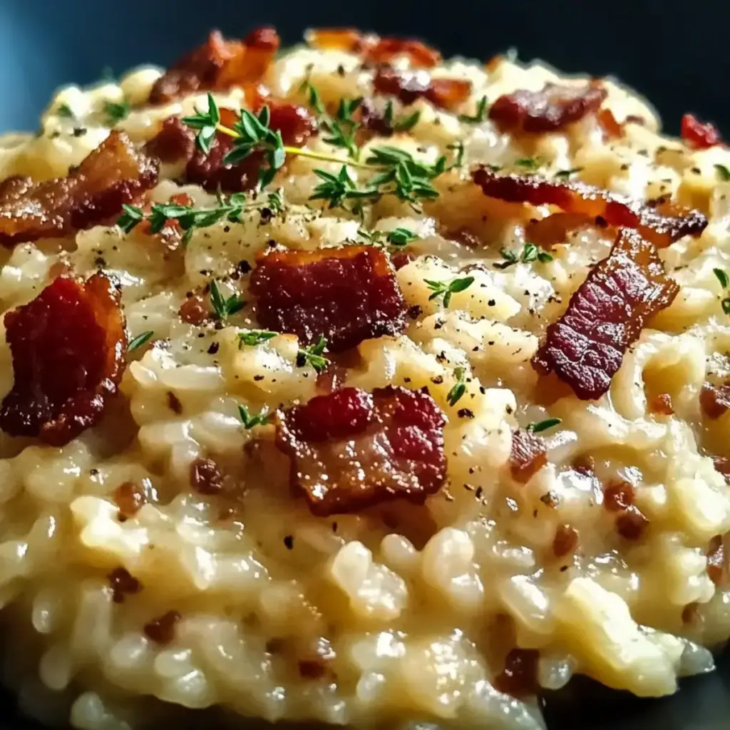 Caramelized Onion, Bacon, and Parmesan Risotto
