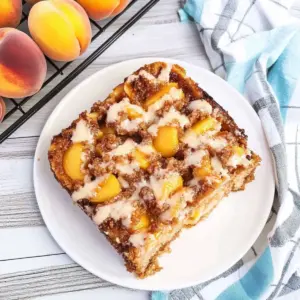 Streusel Cake Topped with Peaches