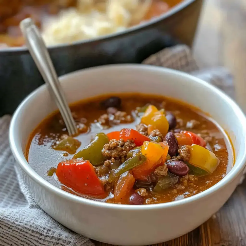 {Slow-Cooker} Stuffed Pepper Soup