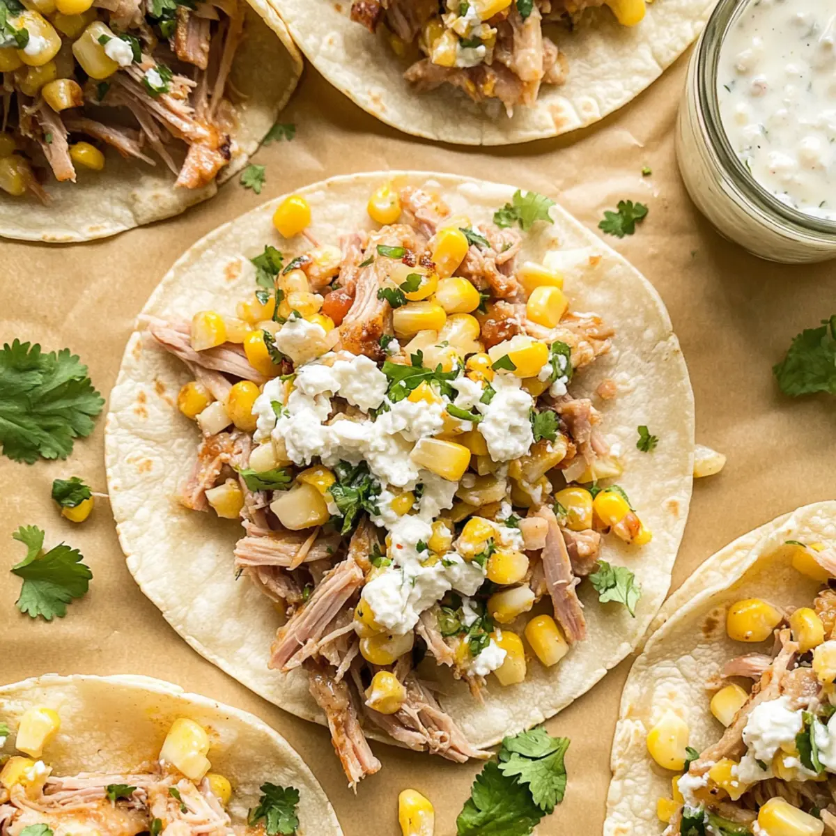 Mexican Street Corn Carnitas Tacos