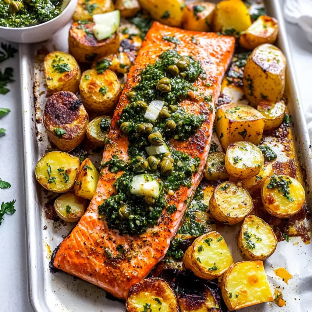 Salmon and Potatoes with Caper Chimichurri