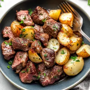 Garlic Butter Steak Bites and Potatoes