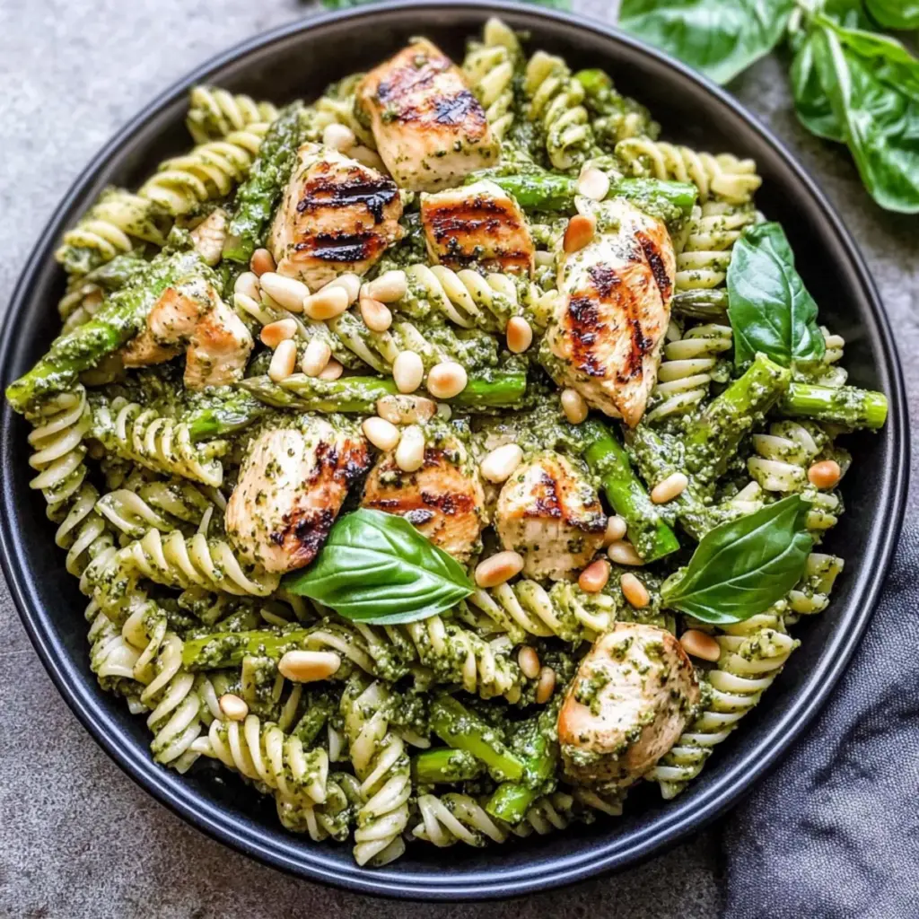 Grilled Chicken and Asparagus Pesto Pasta