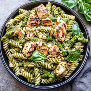 Grilled Chicken and Asparagus Pesto Pasta