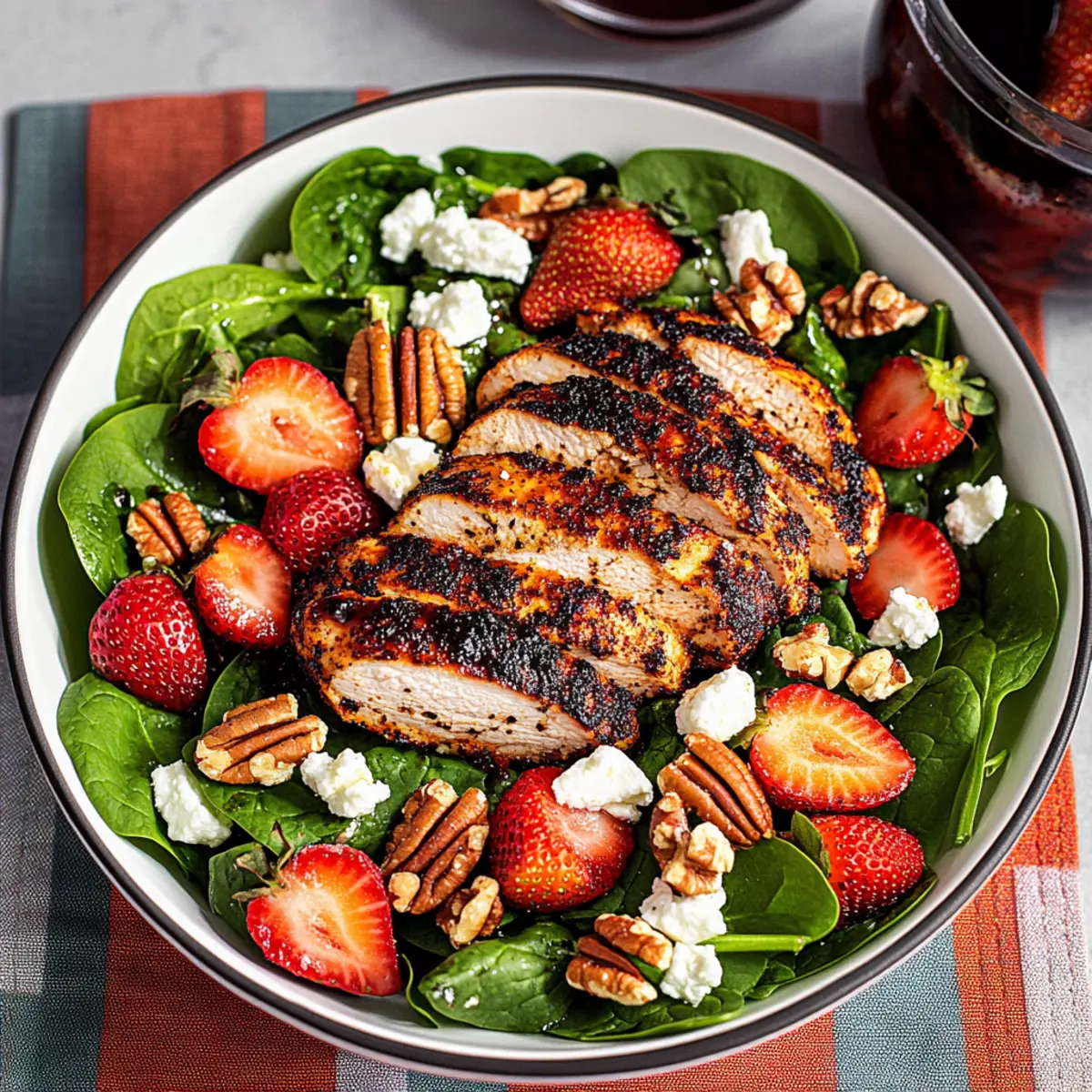 Blackened Chicken Strawberry Spinach Salad